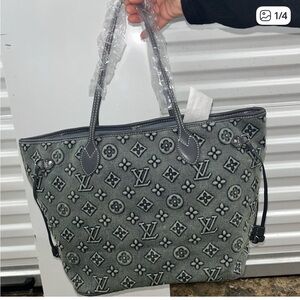 Light wash Denim  Monogram Tote Bag